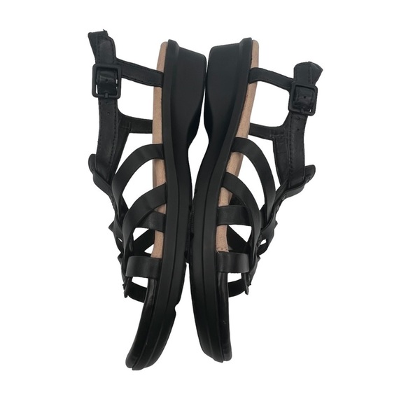 Clarks Black Loomis Katey Leather Wedge Strappy Sandals Size 7 1/2 Women's - Picture 7 of 9